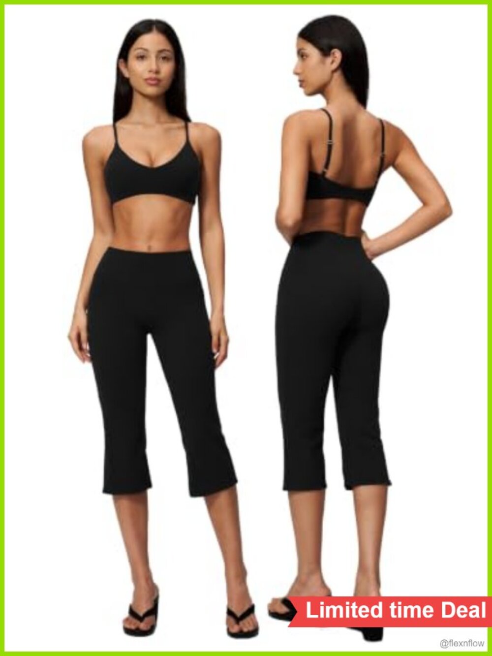 2 Piece Workout Set Flare Capri Leggings Tank Top